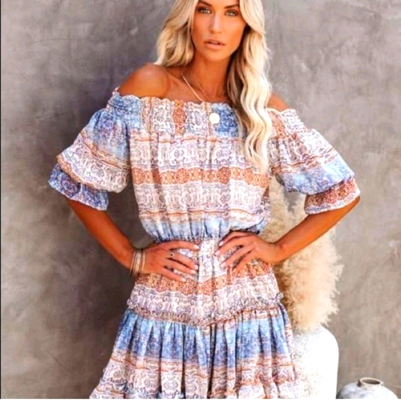 BO HO VICI MULTI M DRESS OFF SHOLDERS NEW - Picture 1 of 16
